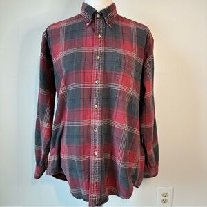 Britches Great Outdoors Vintage Cotton Plaid Flannel Button Down Shirt, Large